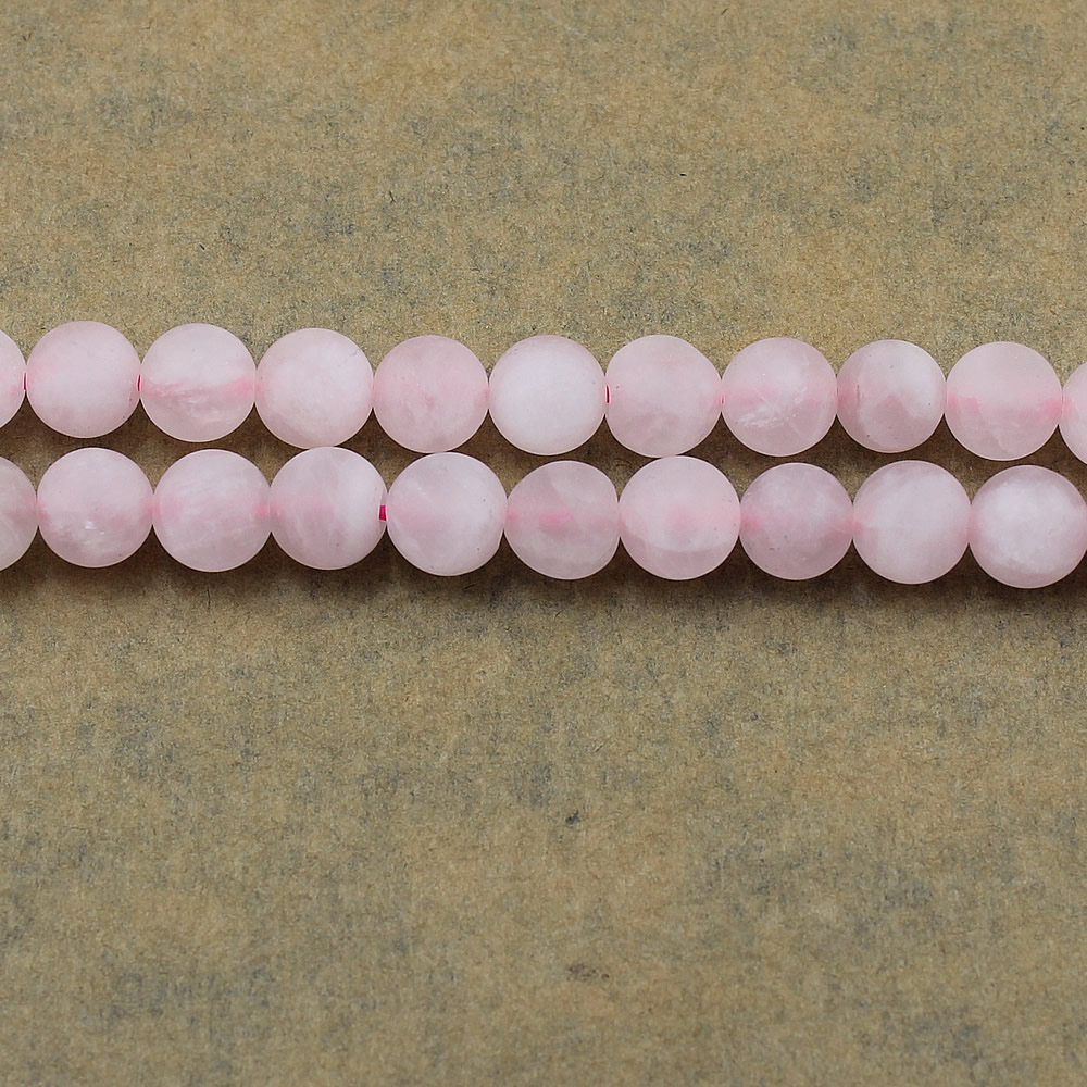 Rosenkvarts – frostad natursten, 6 mm, ca 60 pärlor - 2
