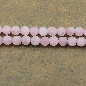 Rosenkvarts – frostad natursten, 6 mm, ca 60 pärlor
