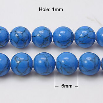 Syntetisk turkos 6mm blå hel sträng