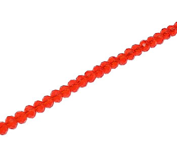 Glaskristallpärlor rondell röda 4 mm hel sträng