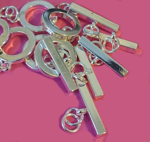 Stort togglelås 25mm försilvrad metall