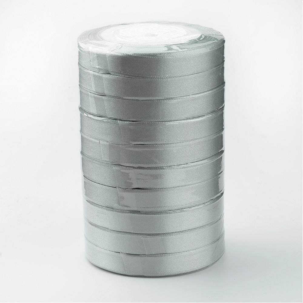 Satinband 6mm silvergrå hel rulle