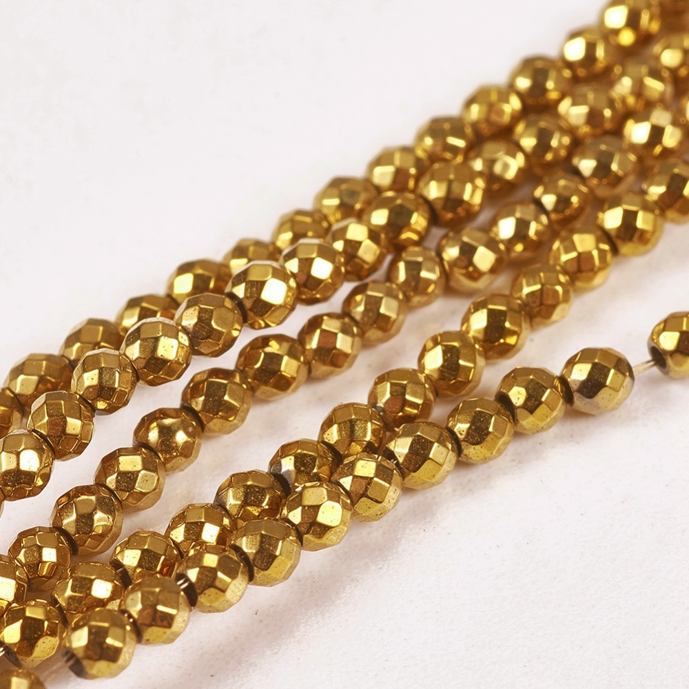 Hematit mini facetterad 2,5mm guld