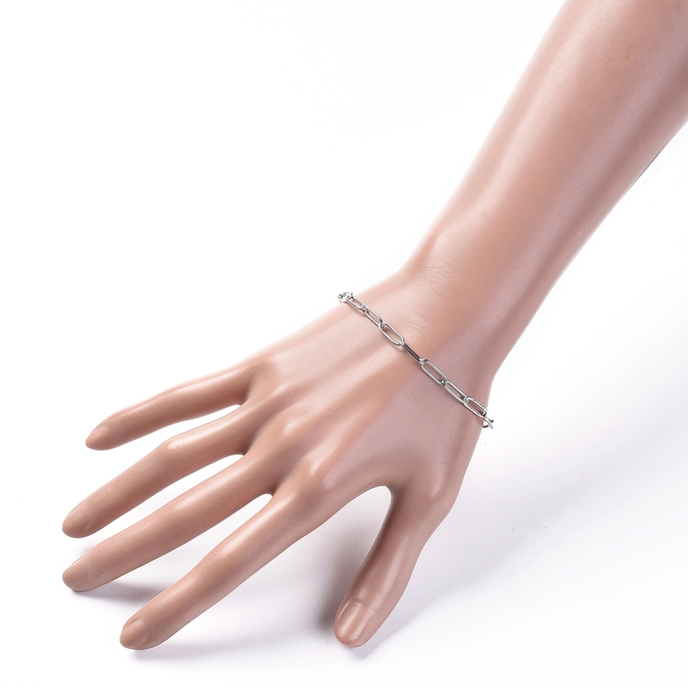 Armband paperclip kedja med stavlås rostfritt stål - 4