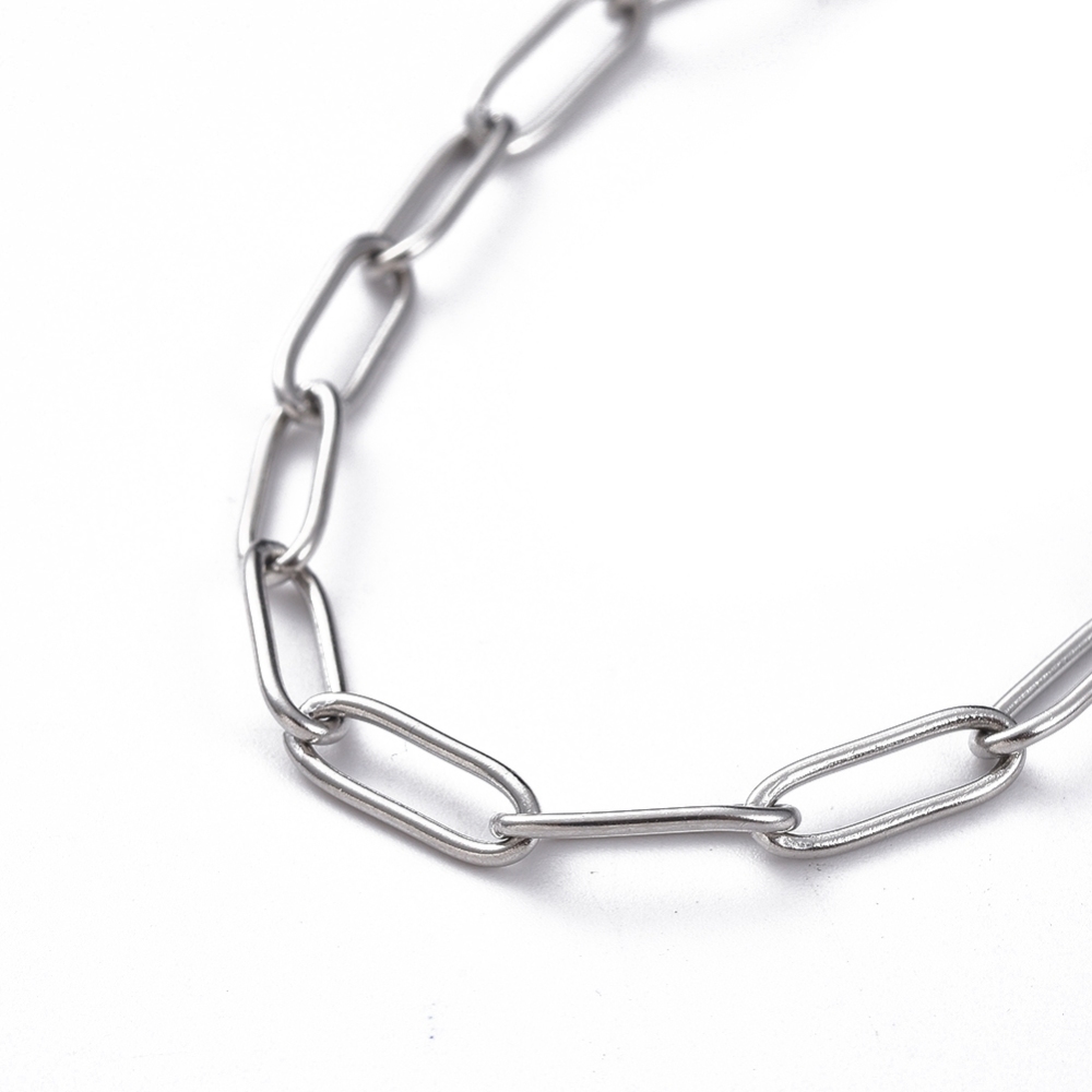 Armband paperclip kedja med stavlås rostfritt stål - 2