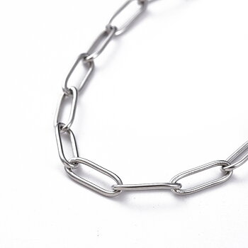 Armband paperclip kedja med stavlås rostfritt stål