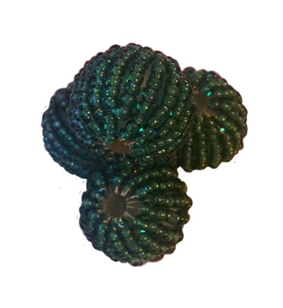 Pärlklädd boll i teal, diameter 20 mm (4 st)