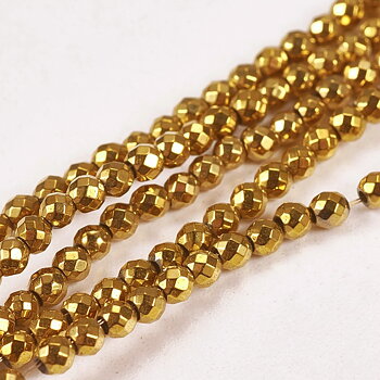 Hematit mini facetterad 4,5 mm guld