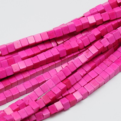 Imiterad turkos kub pärlor rosa 8 mm – sträng ca 50 st