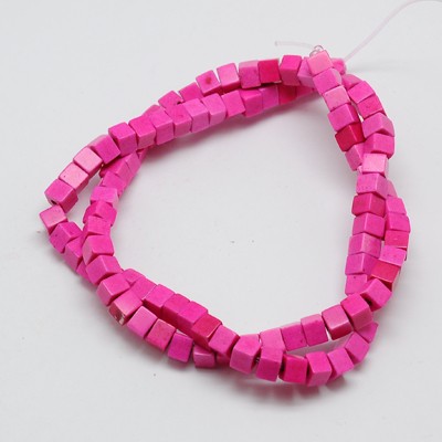 Imiterad turkos kub pärlor rosa 8 mm – sträng ca 50 st - 2