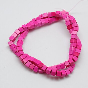 Imiterad turkos kub pärlor rosa 8 mm – sträng ca 50 st
