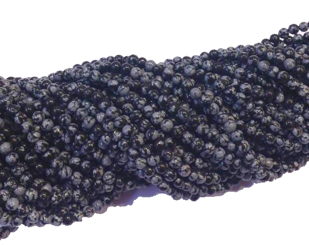 Snowflake obsidian 4mm halvädelsten - 2