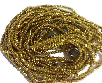 Glaskristallpärlor rondell metallic guld 3 mm hel sträng