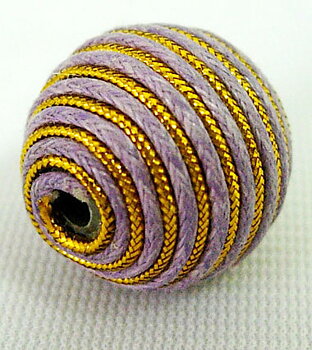 Textilpärla rund 20 mm lila/guld 4 st