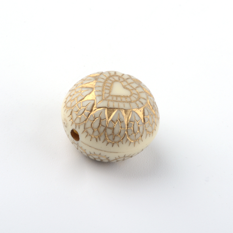 Akrylpärla ornament guld/creme – 15 mm (6 st) - 3