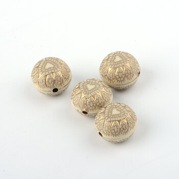 Akrylpärla ornament guld/creme – 15 mm (6 st)