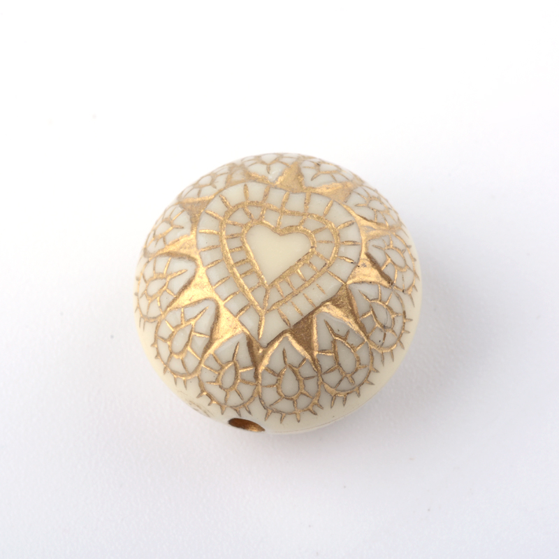 Akrylpärla ornament guld/creme – 15 mm (6 st)