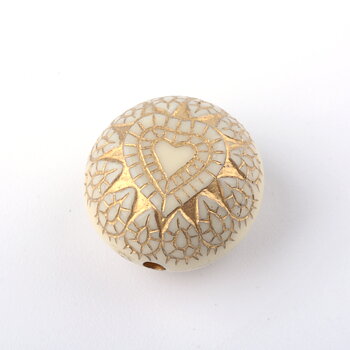 Akrylpärla ornament guld/creme – 15 mm (6 st)