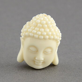 Resinpärla Buddha 20 mm benvit 4 st