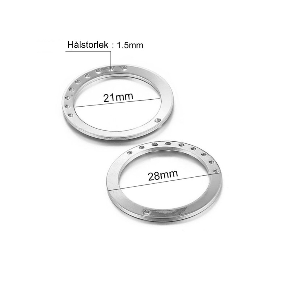 Cirkel med hål connector silver - 2