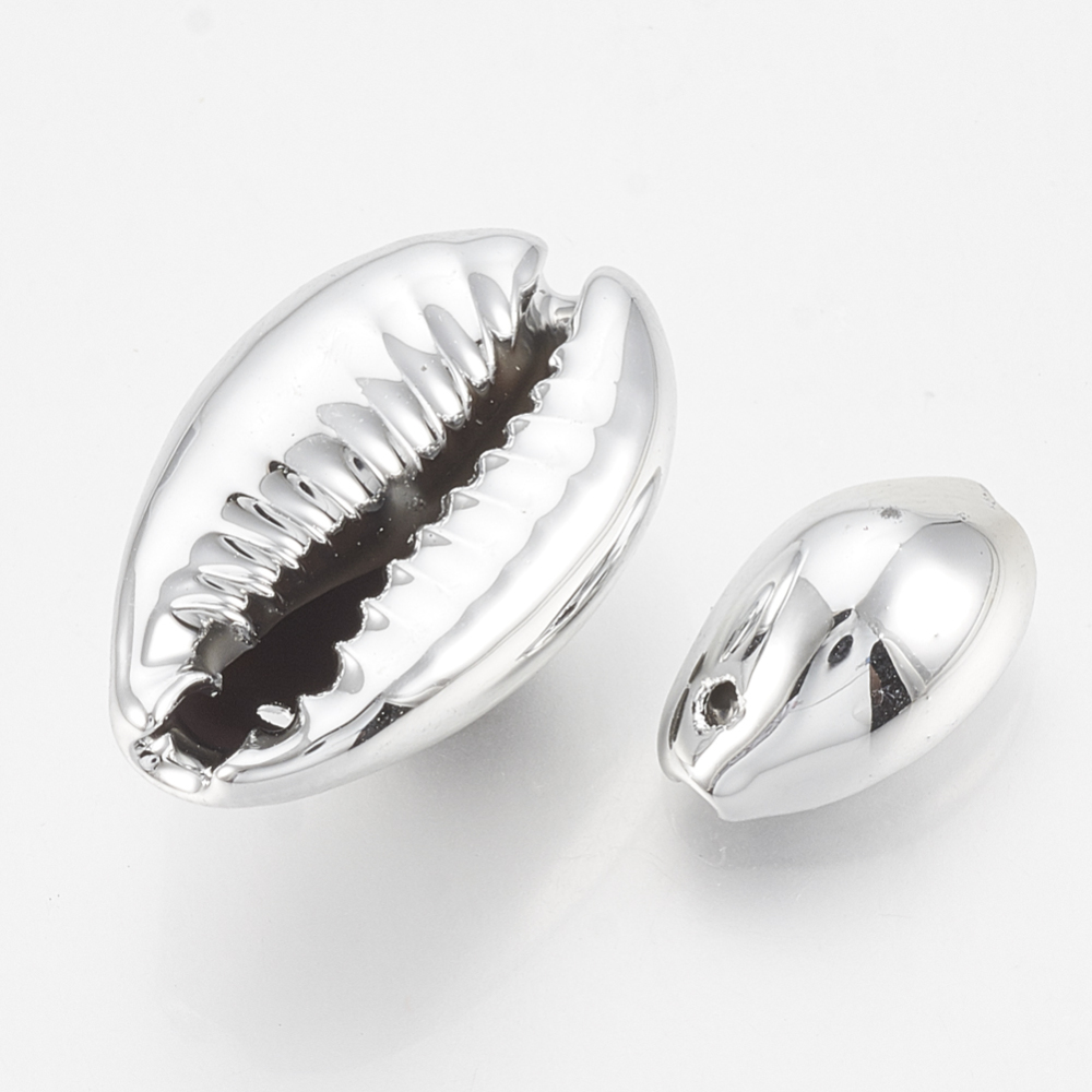 Cowrie snäckor silver med hål 10st - 2