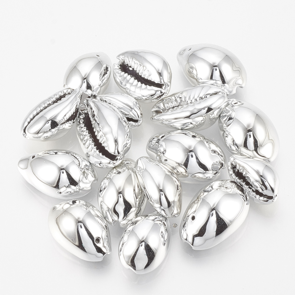 Cowrie snäckor silver med hål 10st