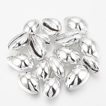 Cowrie snäckor silver med hål 10st