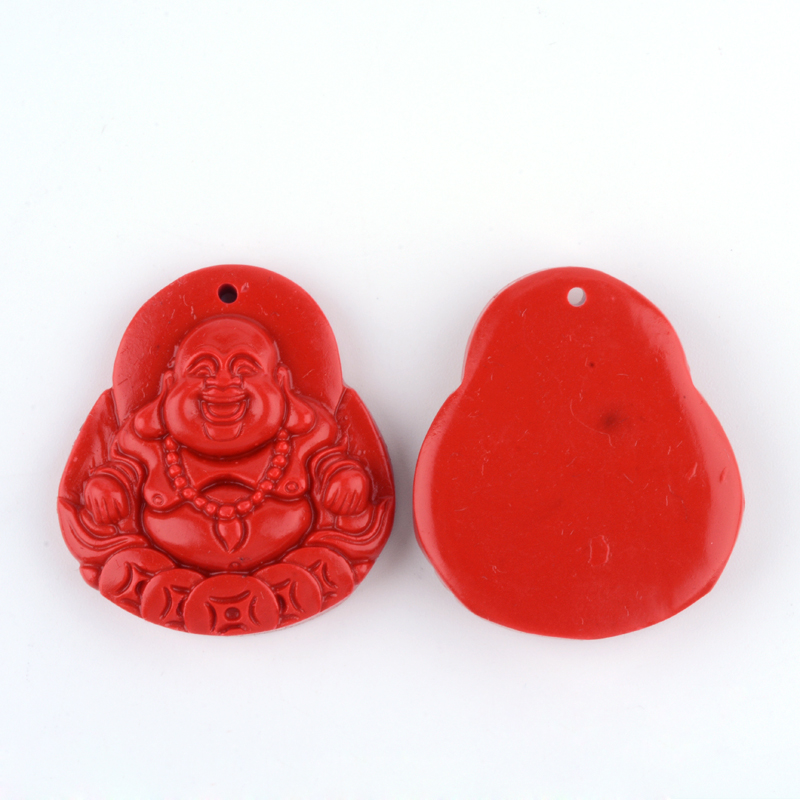 Buddhahänge stort 40 mm rött resin - 2