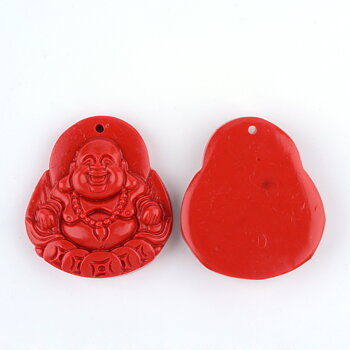 Buddhahänge stort 40 mm rött resin