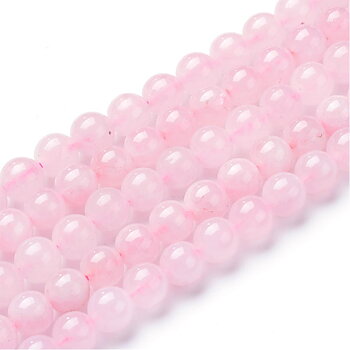 Rosenkvarts pärlor runda 10–10,5 mm – sträng 38 cm