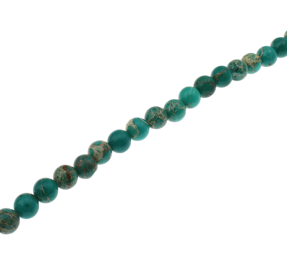 Regalitpärlor infärgade gröna – rund 6 mm, hel sträng - 2