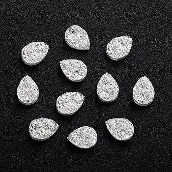 Druzy cabochon droppe resin silvergrå 14x10 mm 10 st
