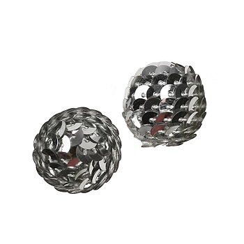 Akrylpärla paljettboll 20 mm silverfärgad 2 st