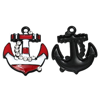 Ankare emalj röd navy berlock