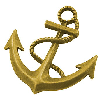 Ankare berlock guldfärgad 32×30 mm – 4 st