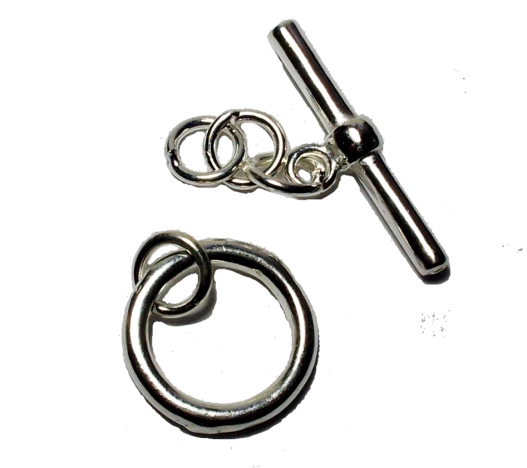 Runt togglelås 15 mm silverfärgad metall 2-pack - 2
