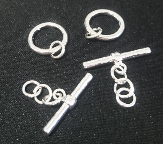 Runt togglelås 15 mm silverfärgad metall 2-pack