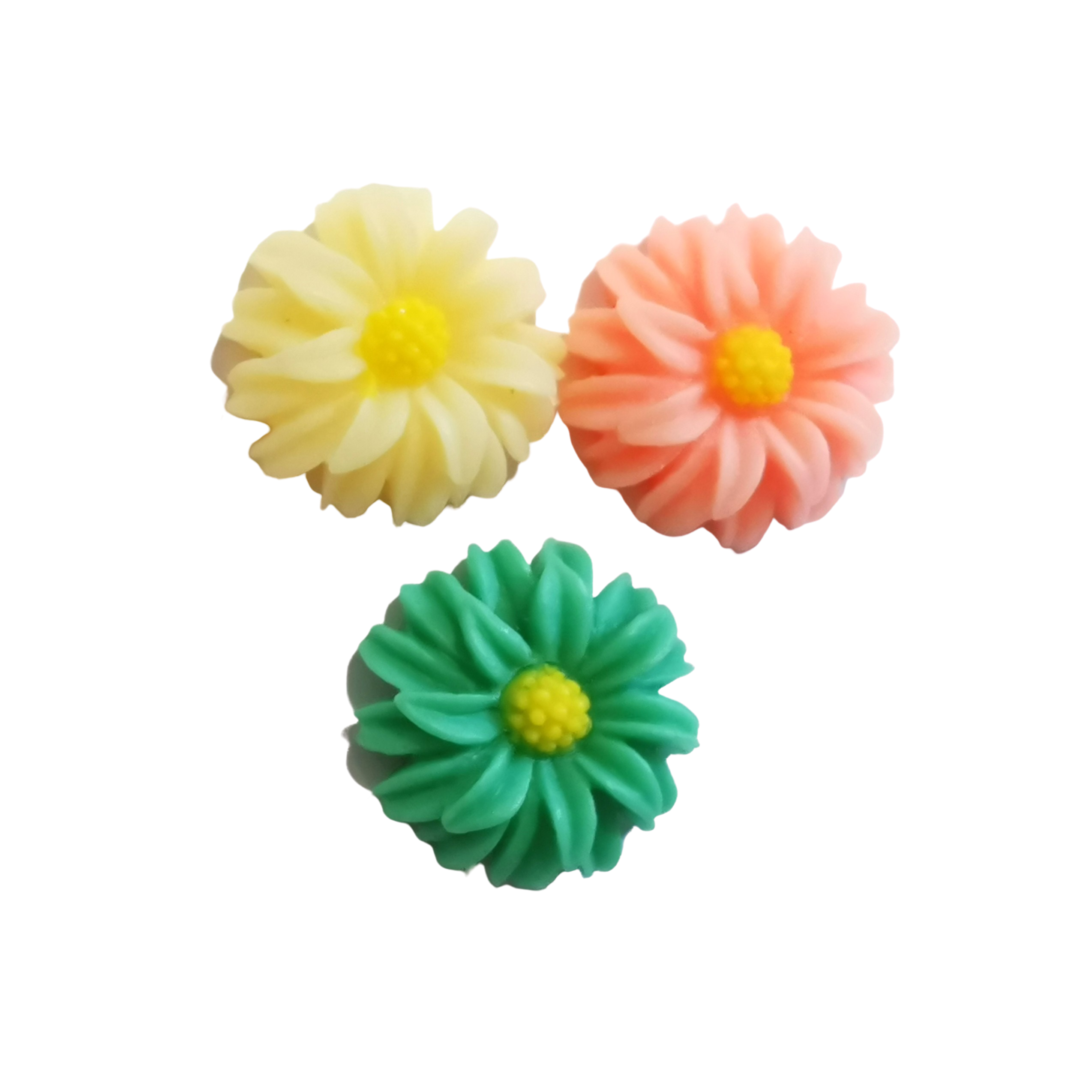 Cabochon edelweiss blomma i resin pastell mix