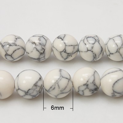 Syntetisk turkos 6mm vit - 2