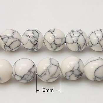 Syntetisk turkos 6mm vit