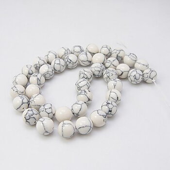 Syntetisk turkos 6mm vit