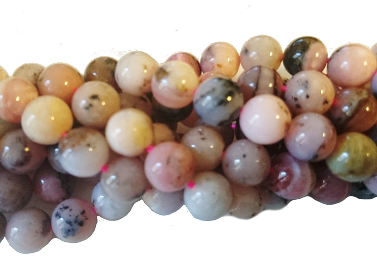 Pink opal 8 mm rund hel sträng