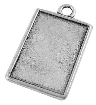 Cabochonfäste antiksilver 4st rektangel