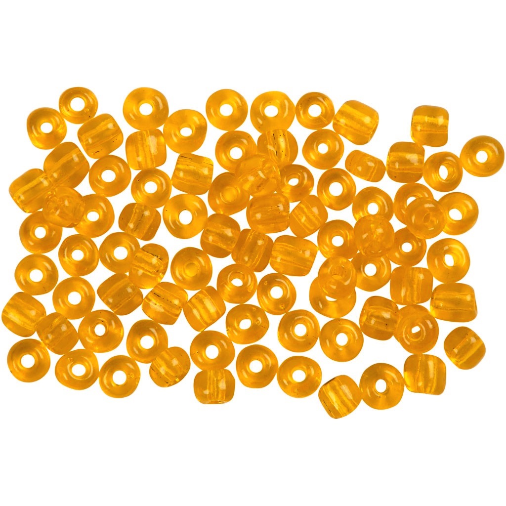 Seedbeads 6/0 currygul klar