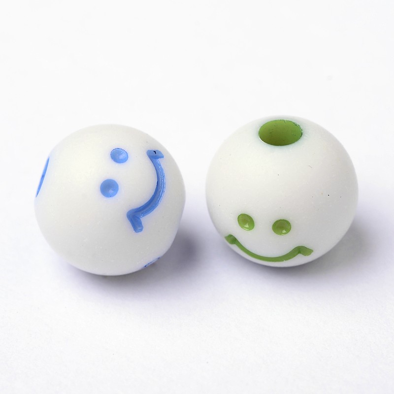 Akrylpärla smiley 8 mm mix 100 st - 2