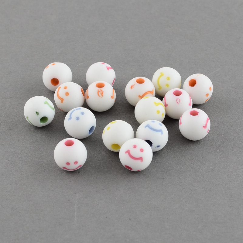 Akrylpärla smiley 8 mm mix 100 st - 3