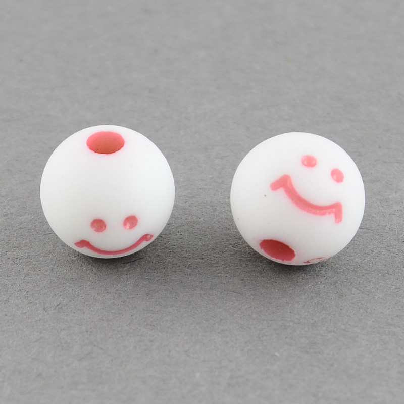 Akrylpärla smiley 8 mm mix 100 st - 4