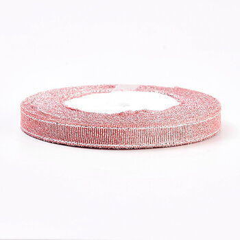 Organzaband 10mm rosa/silver hel rulle