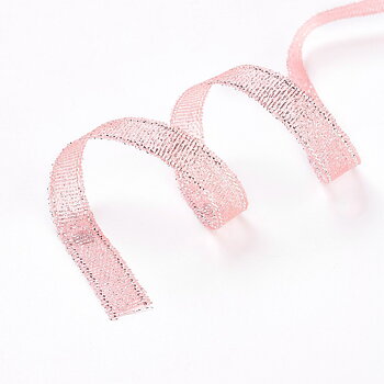 Organzaband 10mm rosa/silver hel rulle