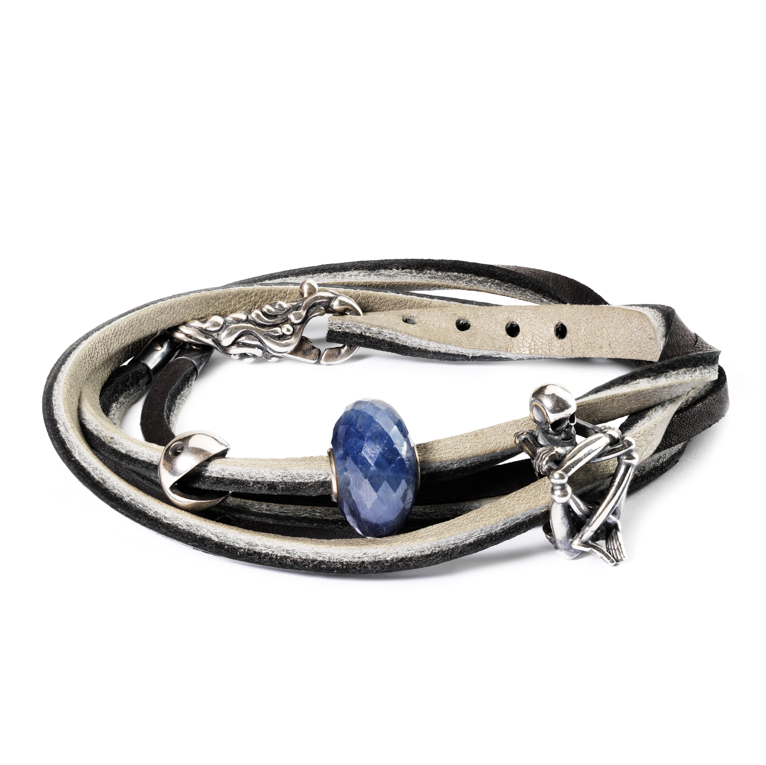 Trollbeads läderarmband svart/grå  - 2